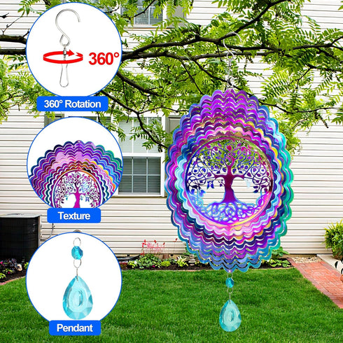 Wind Spinner, Hanging Wind Sculptures for Yard and Garden Decor, Outdoor Hanging Art Ornaments for Balcony