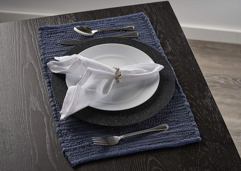 LR Home Solid Deep Blue Place Mat, 1'-1" X 1'-7"