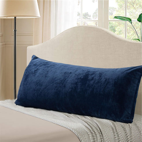 EVOLIVE Soft Micromink Faux Fur Body Pillow Cover, 21"x54" Replacement with Zipper Closure (Navy)