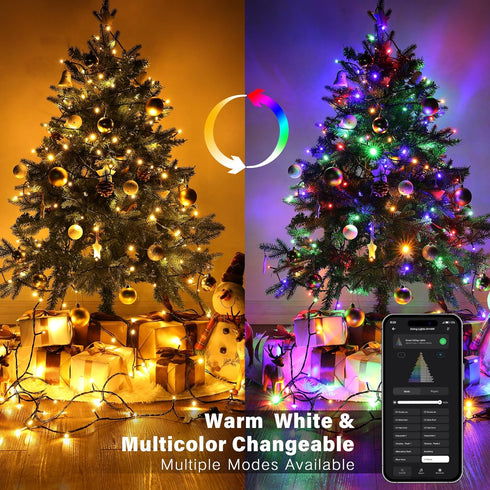98 300 ODEETRONIC Smart Christmas Tree Lights, ft LED Color Changing Christmas Lights, Warm White & Multicolor Mini