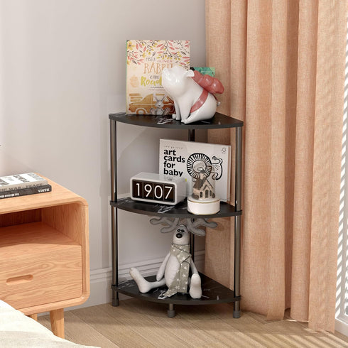 3 23.2" Book Small Corner Shelf, Tier Corner Bookshelf Display for Living Room Decor, Standing Shelf Bookcase