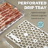 Bacon Keeper Storage Container with Tong, Deli Meat Storage Container with Perforated Tray for Freshness, Clear Durable