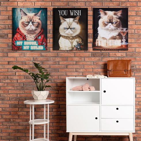 Madison Park Grumpy Cat Wall Décor, Funny Home Office and Bathroom Decor, Gifts for Cat Lovers, My House Rules