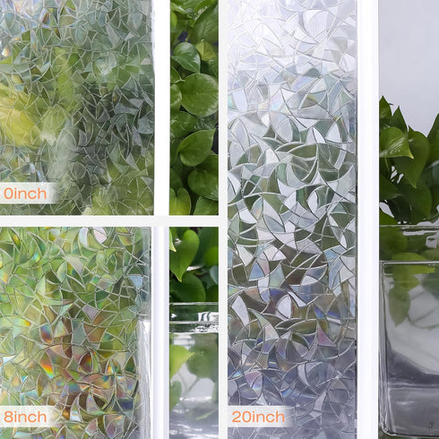 Window Privacy Film Rainbow Window Clings, 3D Decorative Stained Glass Vinyl Anti UV Non-Adhesive Covering