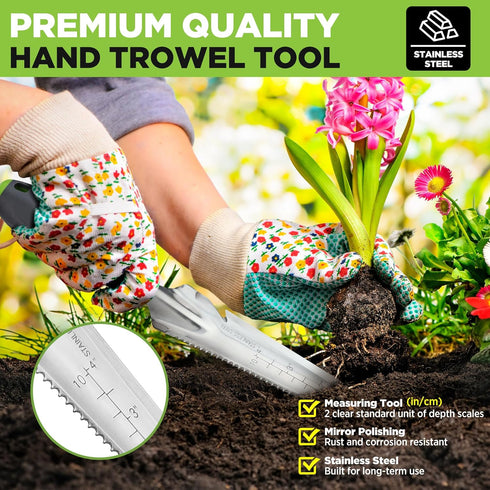 WORKPRO Hand Weeder Puller, 5-in-1 Stainless Steel Garden Trowel with Soft Handle for Easy Weeder Removal, Planting,