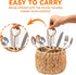 KOLWOVEN Wicker Flatware Organizer - Kitchen Utensil Holder for Countertop, Silverware Caddy with 3 Compartments