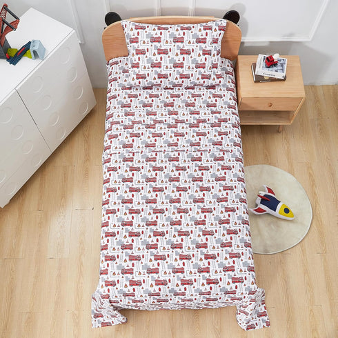 Set, 3 Softan Kids Bed Sheet Boys Twin Size Sheets, Microfiber Kids Fitted Sheet and Pillowcase, Breathable and Silky