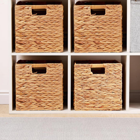 LYJWOO6D Wicker Storage Cubes - Rectangular Laundry Organizer Totes for Shelves, Set of 2 Pcs, 11x11x11inch