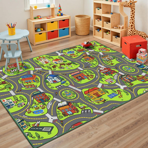 Upgrade Ultra Non Slip Kids Car Rug, Kids Road Playmat Rug for