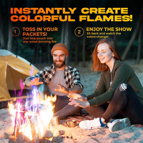 Fire Color Changing Packets for Fire Pit (10 Pack) - Perfect for Campfire, Bonfire, Fire Pits & Outdoor Fireplaces -