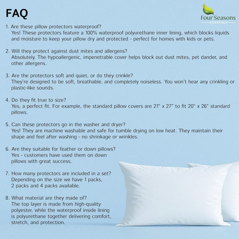 Body Size Pillow Protector, 21" W x 55" L, Waterproof Zippered Pillow Cover, Hypoallergenic Dust Proof Case