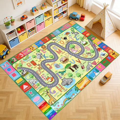 3x5 Feet Educational Area Rug Kids Rugs for Playroom with Alphabet Numbers