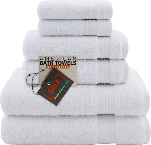 American Bath Towels 100% Cotton 6 Piece Turkish Towel Set, Ultra Soft Absorbent Bathroom Towels,