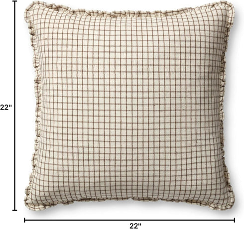 Loloi Dinah Pillow Cover Only, 22X22, Ivory/Earth