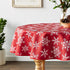 Violet Linen Red Tablecloths, Decorative Christmas Snowflakes Design - 60" Round