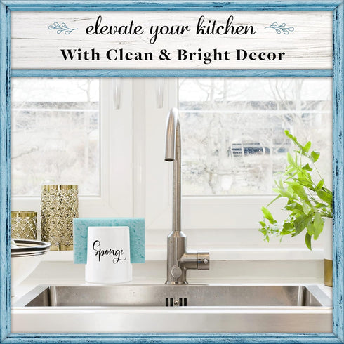 Home Acre Designs Sponge Holder for Kitchen Sink, Rustic Farmhouse Decor, White Ceramic