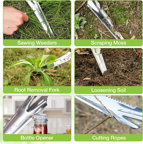 WORKPRO Hand Weeder Puller, 5-in-1 Stainless Steel Garden Trowel with Soft Handle for Easy Weeder Removal, Planting,