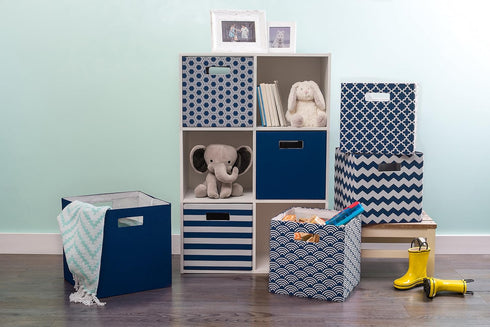 11x11x11, DII Polyester Cube Storage Collection Hard Sided Collapsible, Nautical Blue