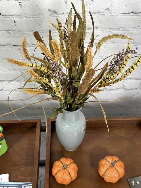Admired By Nature 14 Stems Artificial Flowers Cattail Wheat Mixed Bush Arrangement for Home Decor, Weddings