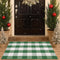 Christmas Green & White Plaid Rug - 28 x 43 Inches Outdoor