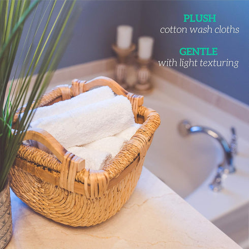 12" 12" 50 Pack 100% GREEN LIFESTYLE Washcloths x - Cotton Wash Cloths, Bulk Washcloths, Face Towels Cotton, Soft