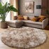5Ft Amdrebio Tie-Dyed Beige Tan Round Circle Area Rug for Bedroom, Fluffy Plush Shag Furry Rugs for Kids Room, Living