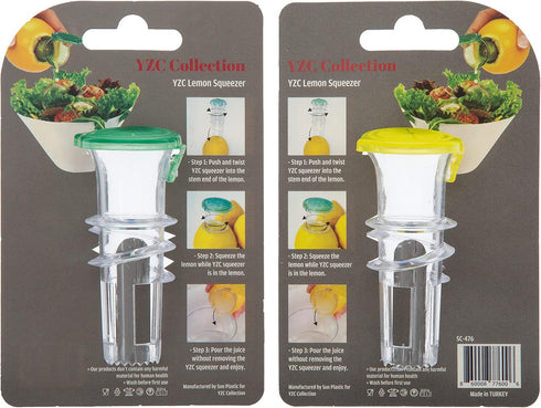 YZC Lemon Squeezer – 2-Pack BPA-Free Plastic Lime Juicer with Lid for Cocktails and Drinks