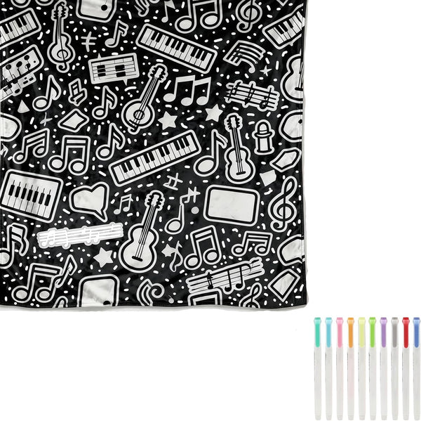 DIY Coloring Blanket for Adults, Color Your Own Blanket with 12 Markers,