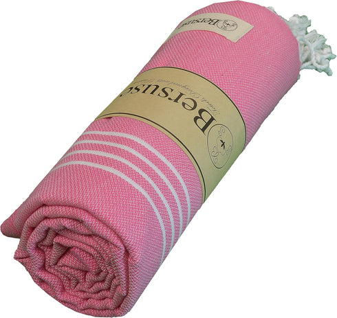 Bersuse Beach Towels Peshtemal Turkish Towels, Anatolia Collection, 100% Cotton, Large, Pink, Quick-Dry