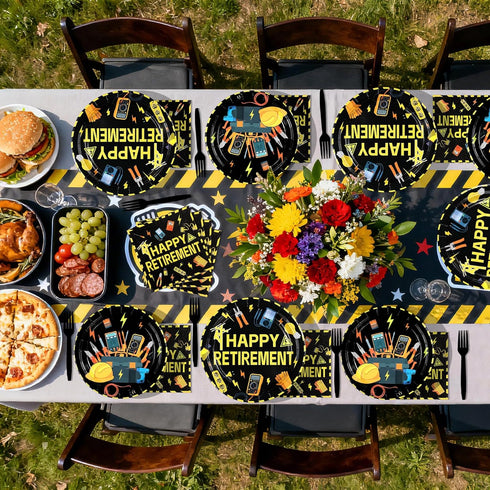 96Pcs 24 Electrician Retirement Party Decorations Electrician Lineman Plates and Napkins Handyman Tools Tableware