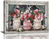 Farmhouse Canvas Wall Art Rustic Pink Rose Wall Decor, Flower Mason Jar Hummingbird Painting Prints for Country Home