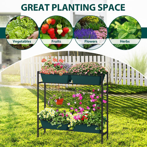 32" OYEAL Raised Garden Bed with Legs & & Trellis Tall Vertical Herb Garden Planter Indoor Outdoor Elevated Flower Beds