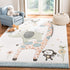 SAFAVIEH Carousel Kids Collection Area Rug - 4' Square, Ivory, Animal Design,