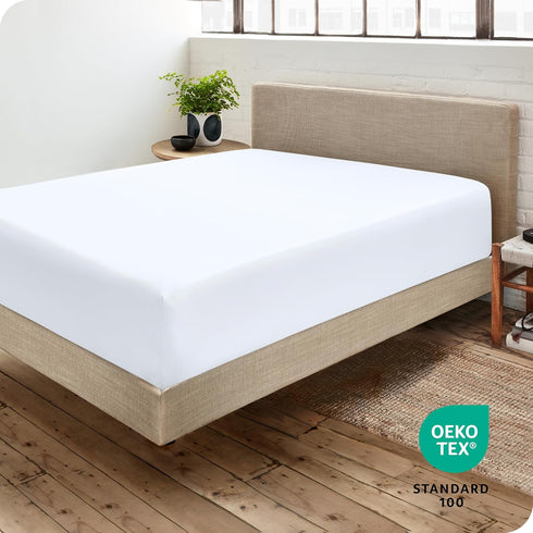 Bare Home Full Size Fitted Bottom Sheet - Premium 1800 Microfiber - Ultra-Soft Hotel Luxury - Deep Pocket - White