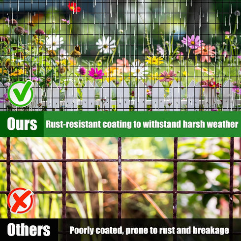 24 50 2x3 inch 15GA PVC Coated Welded Wire Mesh Fence, in x ft, Mesh Heavy-Duty Roll, Garden Border Fencing