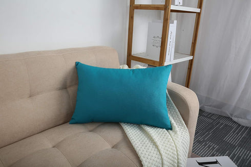 TangDepot Handmade Decorative Throw Pillow Covers, 100% Cotton Canvas, (12"x18", Blue Ashes)
