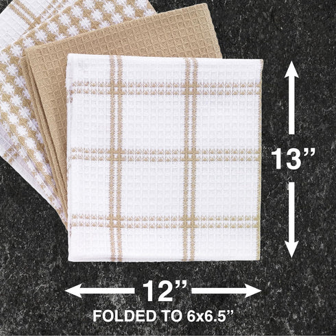 T-Fal Premium Waffle Dish Cloths, Highly Absorbent 100% Cotton, 12"x13" Cleaning Towel, 12-Pack