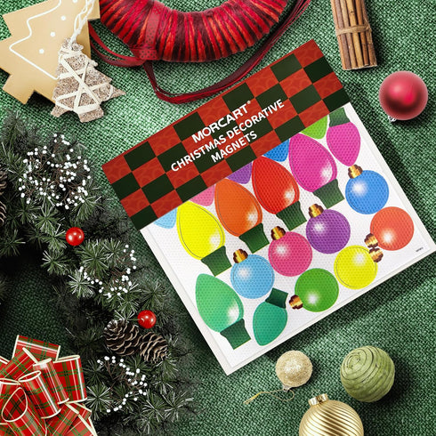 MORCART 80PCS Reflective Christmas Car Magnets Set for Refrigerator, Garage, Mailbox Decor