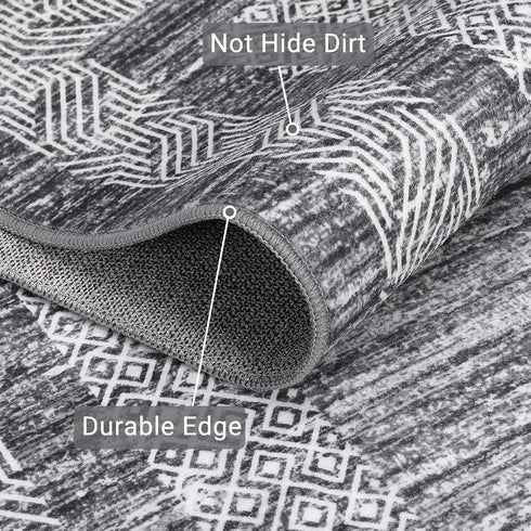 2x6 GarveeHome Modern Bordered Runner Rug Soft Non Slip Washable Floor Carpet Distressed Geometric Hallway Indoor