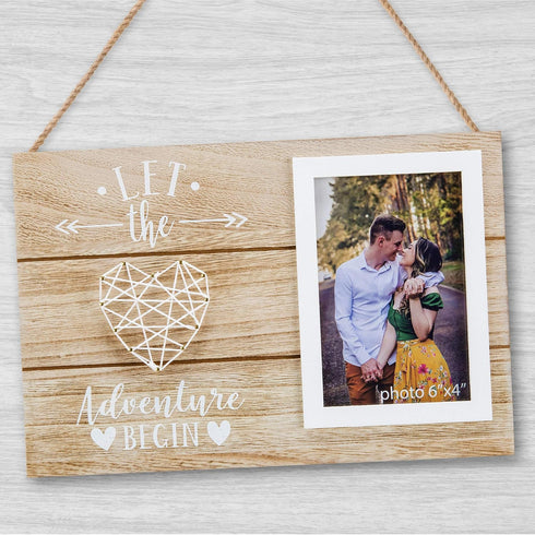 Engagement Wedding Gifts for Couples - Romantic Love Picture Frame Gift - Let The Adventure Begin - 4x6