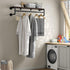 Industrial Pipe Clothes Rack with Top Shelf and 3 Hooks, 41''L Wall Mounted Heavy Duty Iron Garment Rack