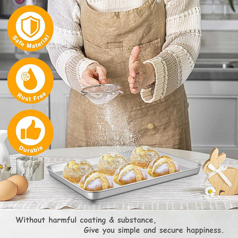 Joyfair 17.5 Inch Baking Sheet, Stainless Steel Half Size Cookie Sheet Pan, Heavy Duty Bakeware, Dishwasher Safe