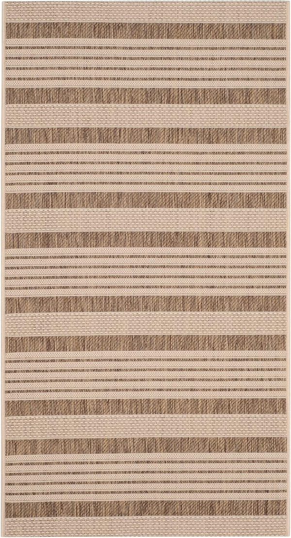 SAFAVIEH Courtyard Collection Accent Rug - 2' x 3'7", Brown & Bone Stripe Design, Non-Shedding & Easy Care