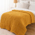 50"x60" Bunnikins & Clover Mustard Yellow Throw Blanket for Couch, Chunky Knit Gold Blanket Throw with Chenille Yarn