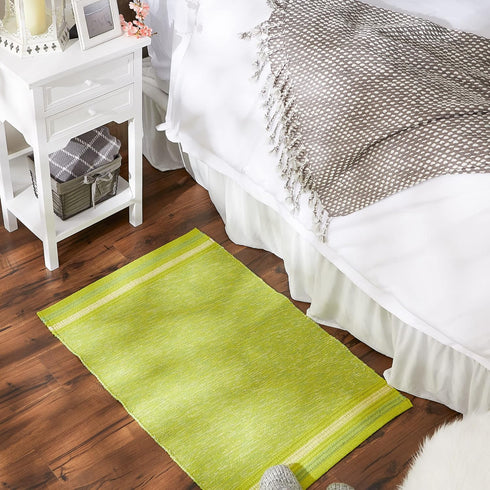 DII Variegated Recycled Yarn Modern Edge Stripe Rug, 2x3', Avocado