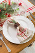 DII French Stripe Tabletop Collection 6 Piece Dining Table Linen Napkin Set, 20x20, Taupe/Red Farmhouse Style