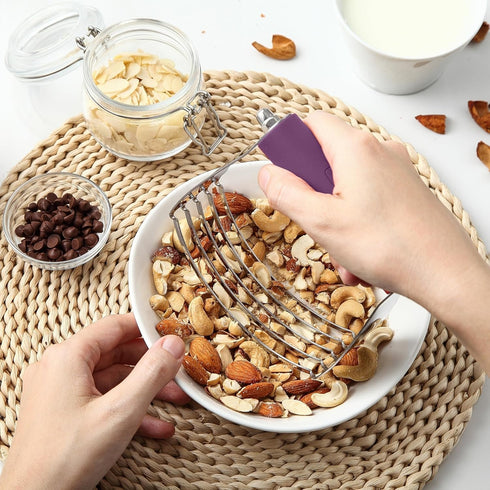 Spring Chef Large Purple Dough Blender, Heavy Duty Stainless Steel Dough Cutter Tool for Baking
