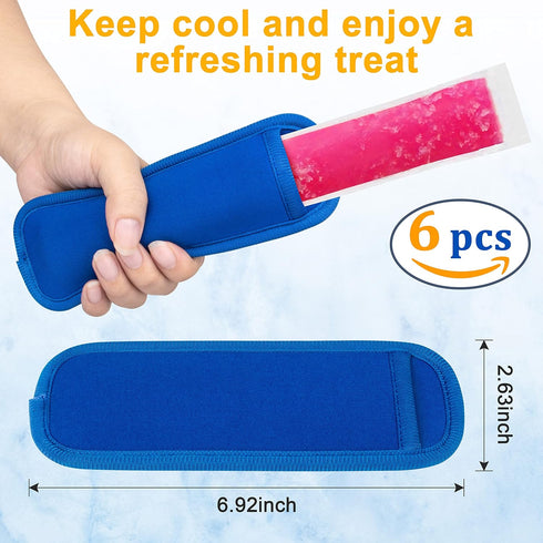 6 Pack Frozen Reusable Popsicles Bags Ice Pop Stick Sleeves for Kids, Popsicles Molds for Reusable Yogurt Tubes