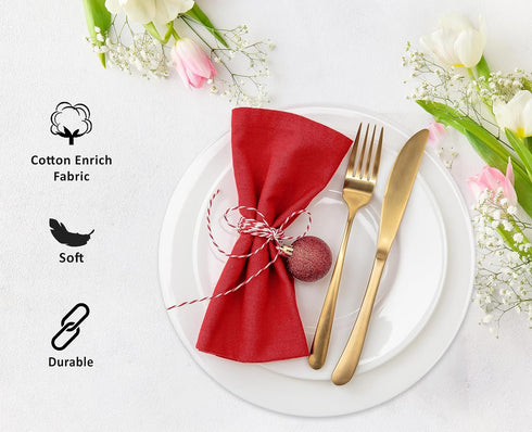 Ruvanti Cloth Napkins Set of 12, 18x18 Inches, Washable Cotton Blend for Table Dinner
