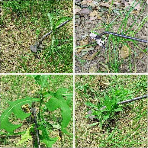 XIAONAN Weed Tool, Manual Hand Weeder with Handle, 4 Teeth Dual Purpose High Strength Garden Tool